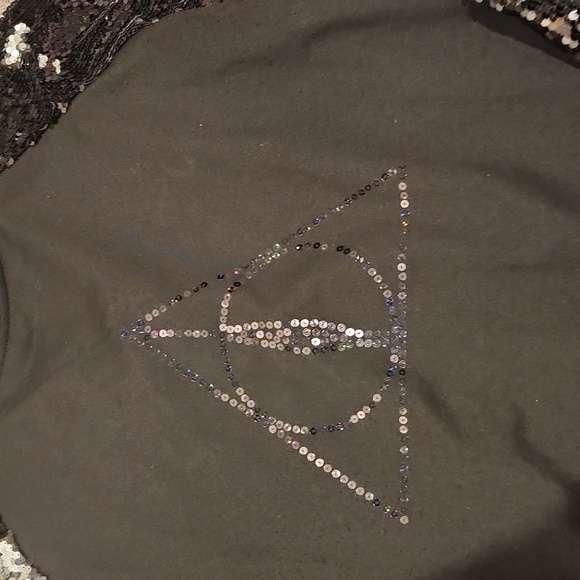 Warner Bros. Black Sweater with Silver Sequin Sleeves - Picture 2 of 4